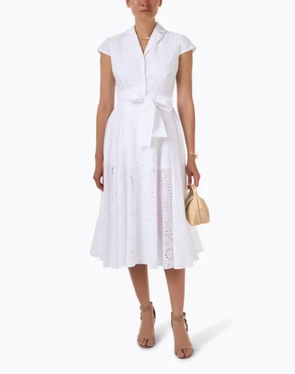 NEW LORETTA CAPONI zoe dress in constellation sangallo
